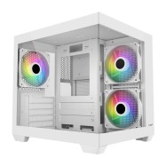 Компьютерный корпус FSP S140-WA, Без БП, 1xUSB3.0/2xUSB2.0, 3xARGB 120mm, Glass, White, mATX(SFF)..