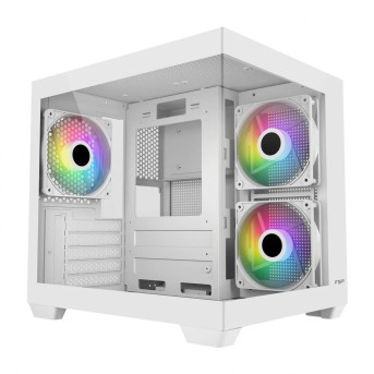 Компьютерный корпус FSP S140-WA, Без БП, 1xUSB3.0/2xUSB2.0, 3xARGB 120mm, Glass, White, mATX(SFF) в Metoo.kz - Metoo (1)
