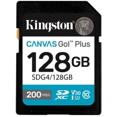 Карта памяти SD, Kingston Canvas Go! Plus, 128GB, SDG4/128GB, Class 10, UHS-I, R200/W160..