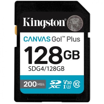 Карта памяти SD, Kingston Canvas Go! Plus, 128GB, SDG4/128GB, Class 10, UHS-I, R200/W160 в Metoo.kz - Metoo (1)