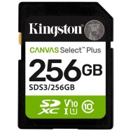 Карта памяти SD, Kingston Canvas Select Plus 256Gb, SDS3/256GB, UHS-I, U1, V10, 150Мб/с..