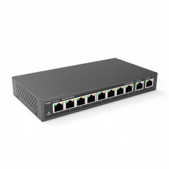 Коммутатор неуправляемый Reyee RG-ES110D-P, 8x10/<wbr>100 PoE, 2x10/<wbr>100 Uplink, PoE 110W