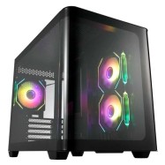Компьютерный корпус FSP S380, Без БП, 2xUSB3.0, Type-C, 3xFAN120 ARGB, Curved Glas, Black, M-ATX