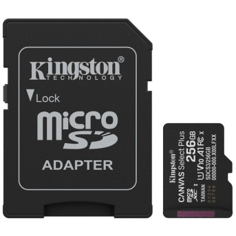 Карта памяти microSDXC 256GB, Kingston SDCS3/256GB, Canvas Select Plus Gen3, A1, 100M/s, +adapter в Metoo.kz - Metoo (1)