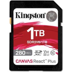 Карта памяти SD, Kingston Canvas React Plus, 1Tb, SDR2V6/<wbr>1TB, UHS-II, R280/<wbr>W150, V60