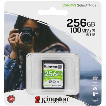 Карта памяти SD, Kingston Canvas Select Plus, 256GB, SDS2/256GB, UHS-I, R100, V30 в Metoo.kz - Metoo (2)