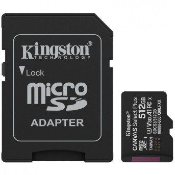 Карта памяти microSDXC 512GB, Kingston SDCS3/512GB, Canvas Select Plus Gen3, A1, 100M/s, +adapter в Metoo.kz - Metoo (1)