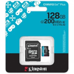 Карта памяти MicroSD, Kingston Canvas Go! Plus Gen4, 128GB, SDCG4/<wbr>128GB, Class 10, UHS-I, R200/<wbr>W160