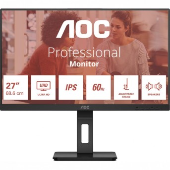 Монитор 28" AOC U27U3CV IPS 3840x2160 60Hz 4ms 400cd/m 1300:1 2xHDMI 1xDP 4xUSB3.2 SP 3Wx2 Black в Metoo.kz - Metoo (1)