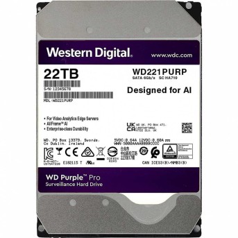 Жесткий диск HDD 22 Tb SATA 6Gb/s Western Purple Pro WD221PURP, 7200rpm, 512Mb в Metoo.kz - Metoo (1)