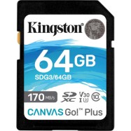 Карта памяти SD, Kingston Canvas Go! Plus, 64GB, SDG3/64GB, Class 10, UHS-I, R170/W70