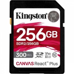 Карта памяти SD, Kingston Canvas React Plus, 256GB, SDR2/<wbr>256GB, UHS-II, R300/<wbr>W260