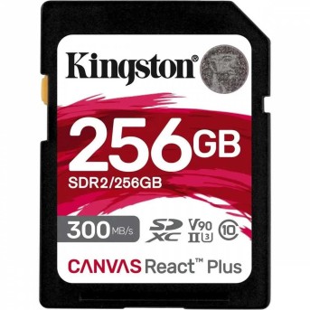 Карта памяти SD, Kingston Canvas React Plus, 256GB, SDR2/<wbr>256GB, UHS-II, R300/<wbr>W260 - Metoo (1)