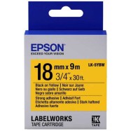 Картридж-лента Epson для этикеток, с сильной адгезией, LK-5YBW, черный/желтый 18 мм (9 м) C53S655010