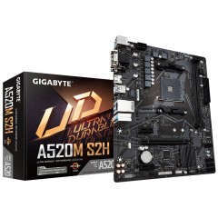 Материнская плата GIGABYTE A520M S2HP, AM4, 2xDDR4, PCIe3.0, VGA+DVI+HDMI, 4xSATA, M.2, GLAN, mATX..