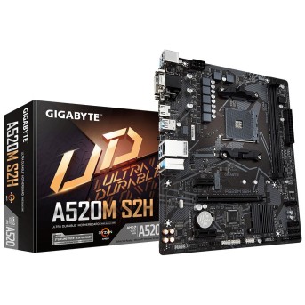 Материнская плата GIGABYTE A520M S2HP, AM4, 2xDDR4, PCIe3.0, VGA+DVI+HDMI, 4xSATA, M.2, GLAN, mATX в Metoo.kz - Metoo (1)
