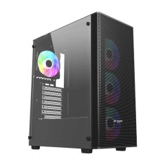 Компьютерный корпус FSP CMT196B, Без БП, 1xUSB3.0/<wbr>2xUSB2.0, 4x ARGB 120mm, Glass, Black, ATX