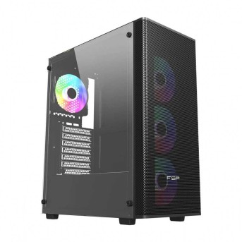 Компьютерный корпус FSP CMT196B, Без БП, 1xUSB3.0/2xUSB2.0, 4x ARGB 120mm, Glass, Black, ATX в Metoo.kz - Metoo (1)