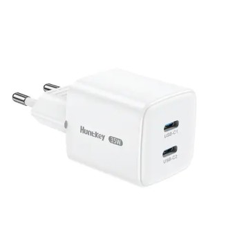 Зарядное устройство Huntkey G35 Pro, 35W, Input 100-240V~50/60Hz, Output: 5V/3A-20V1.5A, Port: 2C в Metoo.kz - Metoo (1)