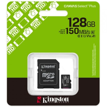 Карта памяти microSDXC 128GB, Kingston SDCS3/128GB, Canvas Select Plus Gen3, A1, 100M/s, +adapter в Metoo.kz - Metoo (2)