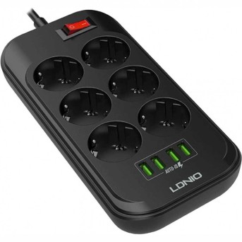 Сетевой фильтр LDNIO Defender SE6403 6 розеток 4*USB 5V/<wbr>3.4A Провод 2м - Metoo (3)