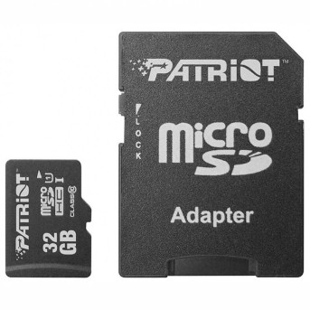 Карта памяти MicroSD Patriot LX microSDHC, 32GB, PSF32GMCSDHC10, Class 10, UHS-I, + adapter SD в Metoo.kz - Metoo (1)