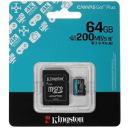 Карта памяти MicroSD, Kingston Canvas Go! Plus Gen4, 64GB, SDCG4/64GB, Class 10, UHS-I, R200/W160..