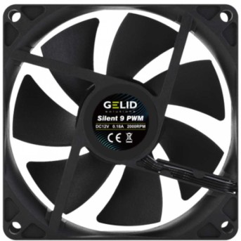 Кулер для корпуса GELID SILENT 9 PWM BLACK, FN-PX09-21, 9cm, 900-2000rpm, 4Pin, Hydro Dynamic в Metoo.kz - Metoo (3)