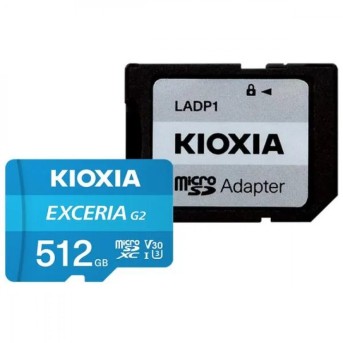KIOXIA LMEX2L512GG2; 512GB microSD KIOXIA Exceria (gen 2) UHS I U3 V30 with adapter в Metoo.kz - Metoo (1)