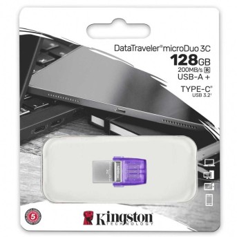 USB Flash Kingston 128 GB, DataTraveler MicroDuo 3C, USB 3.2, Type-C, Violet, DTDUO3CG3/128GB в Metoo.kz - Metoo (3)
