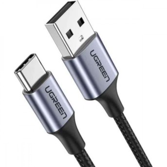 Кабель UGREEN US288 USB-A 2.0 to USB-C Cable Nickel Plating Aluminum Braid 1m (Black) в Metoo.kz - Metoo (1)
