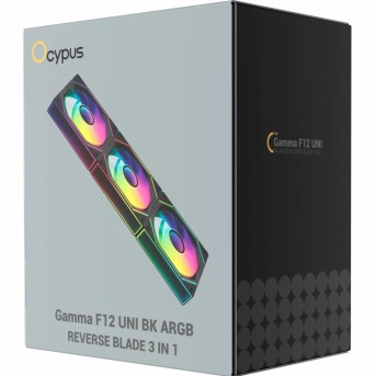 Вентилятор для корпуса Ocypus Gamma F12 UNI BK ARGB REVERSE BLADE 3-IN-1 800-1800RPM Черный в Metoo.kz - Metoo (5)