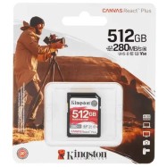 Карта памяти SD, Kingston Canvas React Plus, 512GB, SDR2V6/512GB, UHS-II, R280/W150, V60..