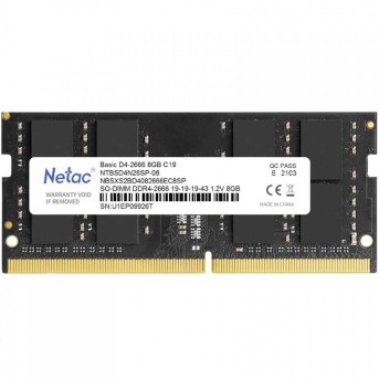 Модуль памяти для ноутбука Netac Basic, NTBSD4N32SP-08, DDR4 SO-DIMM, 8Gb, 3200Mhz, C22 в Metoo.kz - Metoo (1)