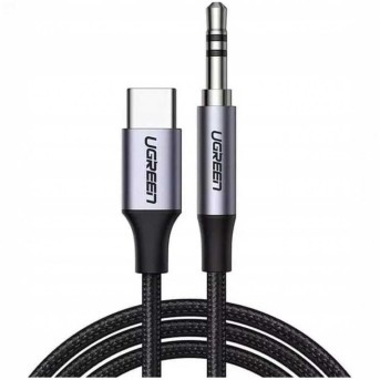 Аудио кабель Ugreen AV143 USB-C - 3,5мм, M/M Aluminum Shell, 1m, Deep Gray, 30633 в Metoo.kz - Metoo (1)