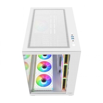Компьютерный корпус FSP M341-WA, Без БП, 2xUSB3.0/Type-C, 7xARGB 120mm, 2xGlass, White, ATX в Metoo.kz - Metoo (3)
