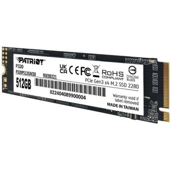 Твердотельный накопитель SSD 512Gb M.2 2280 Patriot P320 P320P512GM28 PCIe Gen3 x4, R3000/W2200 в Metoo.kz - Metoo (4)