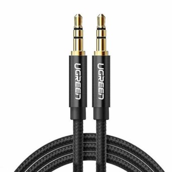 Аудиокабель UGREEN AV112 3.5mm Male to 3.5mm Male Cable Gold Plated Metal Case with Braid, 2m, Black, 50363 в Metoo.kz - Metoo (1)