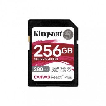 Карта памяти SD, Kingston Canvas React Plus, 256GB, SDR2V6/256GB, UHS-II, R280/W150, V60 в Metoo.kz - Metoo (1)