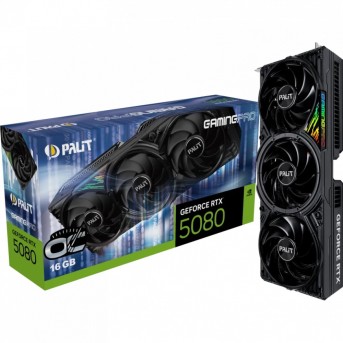 PALIT GeForce RTX 5080 GamingPro OC 16GB GDDR7, 256 bit, 1x HDMI 2.1b, 3x DP 2.1b, 3 Fan, 1x 16-pin pwr connector, 850W, 331.9 x 127.1 x 60 mm, NE75080S19T2-GB2031A в Metoo.kz - Metoo (1)
