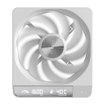 Кулер для корпуса FSP ZenFAN, 120x140x25mm, 800-1600rpm, Digital Display(RPM & Temperature), White в Metoo.kz - Metoo (1)