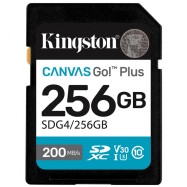 Карта памяти SD, Kingston Canvas Go! Plus, 256GB, SDG4/256GB, Class 10, UHS-I, R200/W160..