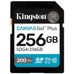 Карта памяти SD, Kingston Canvas Go! Plus, 256GB, SDG4/256GB, Class 10, UHS-I, R200/W160..
