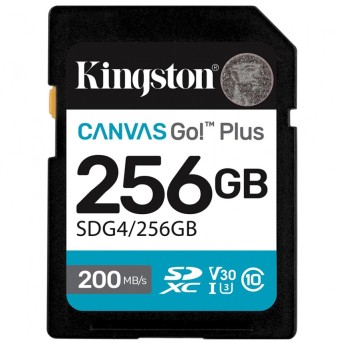 Карта памяти SD, Kingston Canvas Go! Plus, 256GB, SDG4/256GB, Class 10, UHS-I, R200/W160 в Metoo.kz - Metoo (1)