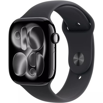 Apple Watch Series 11 GPS 42mm Jet Black Aluminium Case with Black Sport Band - M/L,Model A3331 в Metoo.kz - Metoo (1)