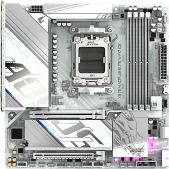 Материнская плата GIGABYTE X870M AORUS ELITE WF7 ICE, AM5, X870, 4xDDR5, 2xHDMI+2xUSB4, 2xM.2, mATX в Metoo.kz - Metoo (1)