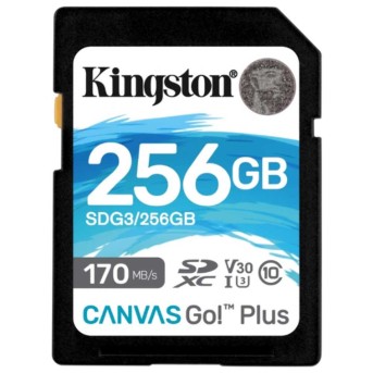 Карта памяти SD, Kingston Canvas Go! Plus, 256GB, SDG3/256GB, Class 10, UHS-I, R170/W90 в Metoo.kz - Metoo (1)