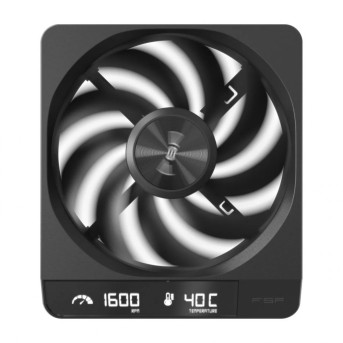 Кулер для корпуса FSP ZenFAN, 120x140x25mm, 800-1600rpm, Digital Display(RPM & Temperature), Black в Metoo.kz - Metoo (1)