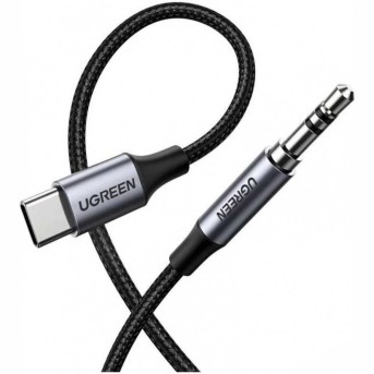 Аудио кабель Ugreen AV143 USB-C - 3,5мм, M/M Aluminum Shell, 1m, Deep Gray, 30633 в Metoo.kz - Metoo (2)