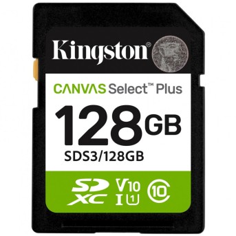 Карта памяти SD, Kingston Canvas Select Plus 128Gb, SDS3/128GB, UHS-I, U1, V10, 150 МБ/с в Metoo.kz - Metoo (1)